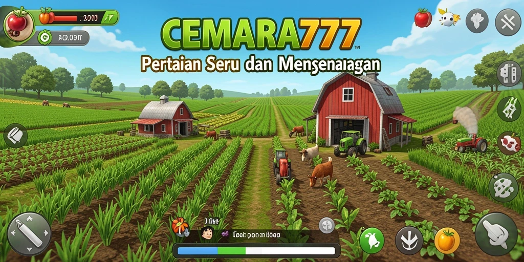 Screenshot dari gameplay seru CEMARA777 menunjukkan kebun yang indah.