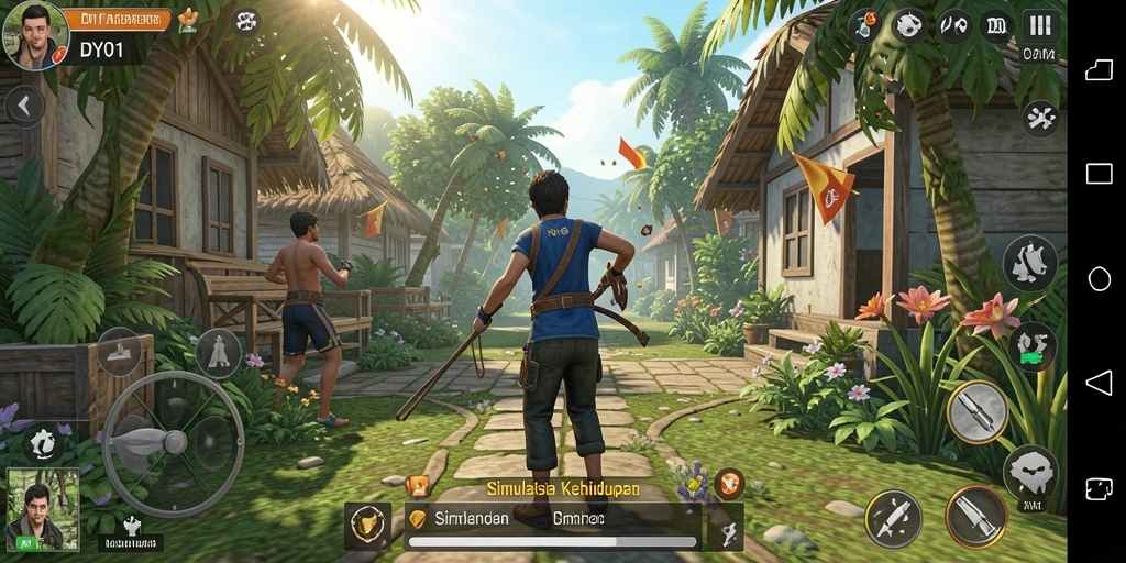 Tampilan gameplay menarik dengan interaksi karakter yang dinamis.