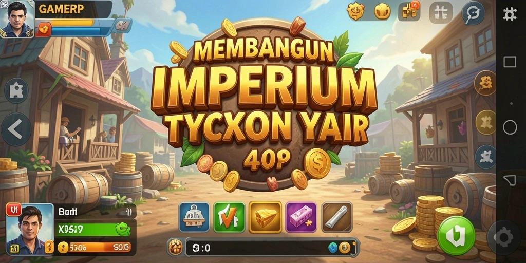 Tampilan gameplay GAMERP yang menampilkan manajemen bisnis Tycoon.
