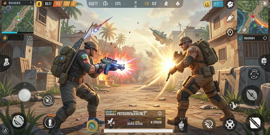 Gameplay GUS77 yang mendebarkan di arena Battle Royale.