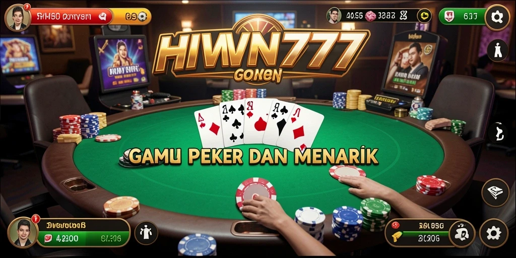 Tampilan gameplay seru dari HIWIN777 dengan aksi poker yang mendebarkan.
