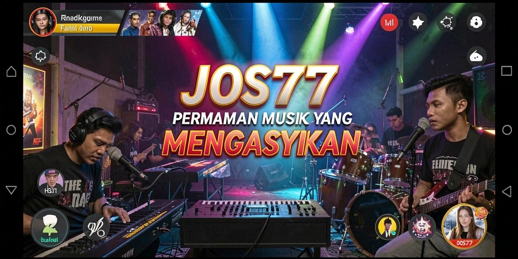 Tampilan gameplay JOS77 dengan berbagai pilihan musik.