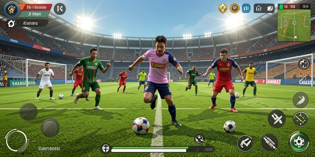Screenshot utama KAKRP menunjukkan aksi permainan olahraga yang menegangkan.