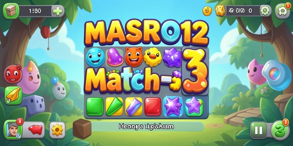 Gameplay seru dalam permainan match-3 MASBRO12.