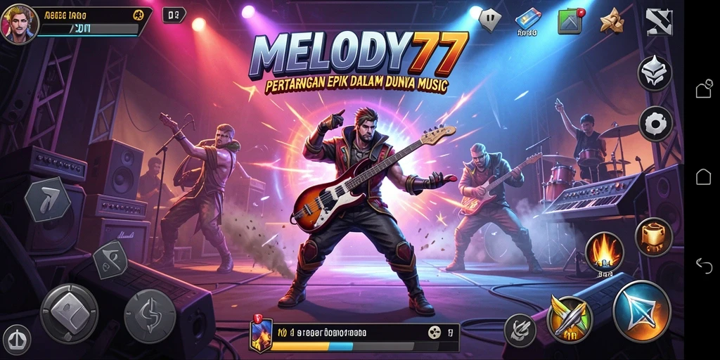 Tampilan gameplay MELODY77 yang penuh aksi dan irama.