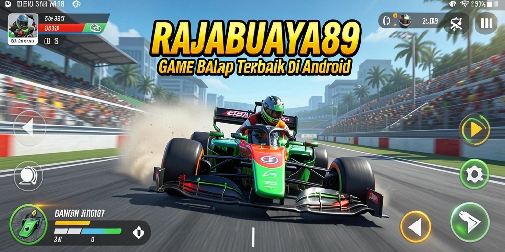 Tampilan gameplay seru dari RAJABUAYA89 di lintasan balap.