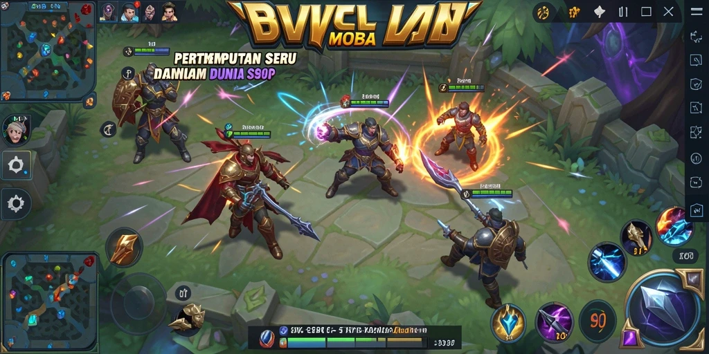 Screenshot gameplay S80 menampilkan aksi seru pertempuran MOBA.