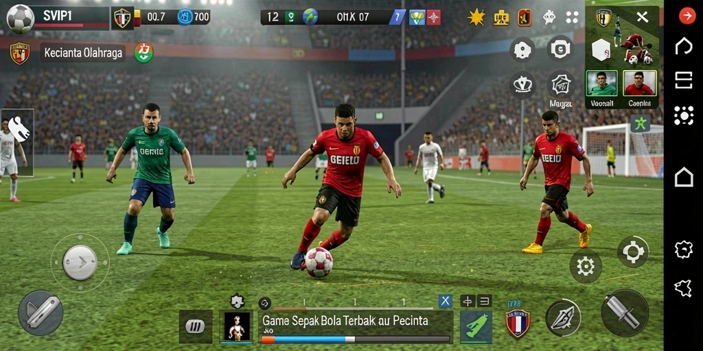 Tampilan gameplay SVIP1 yang menarik dan dinamis dalam pertandingan sepak bola.