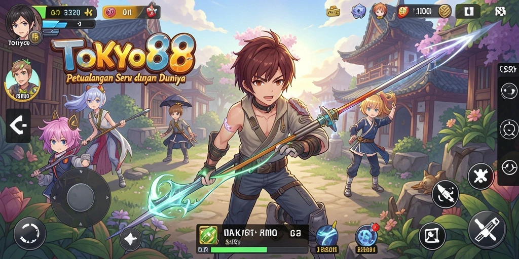 Tampilan permainan seru di <strong>TOKYO88</strong> yang memperlihatkan aksi karakter anime.